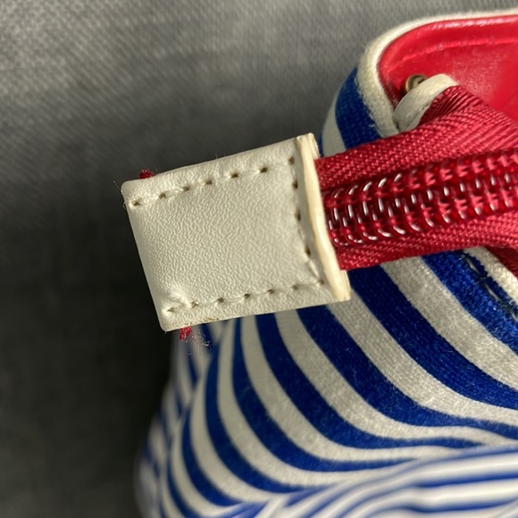 Nautical Navy and White Striped Purse with Bamboo Handles - Picture 11 of 17